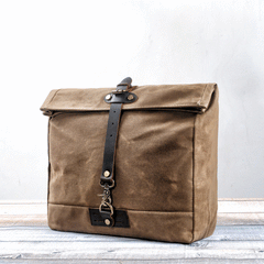 Cool Waxed Canvas Leather Mens 14'' Messenger Bag Motorcycle Side Bag Handbag For Men