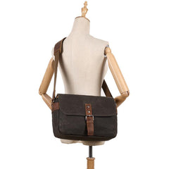 Cool Waxed Canvas Leather Mens Casual Waterproof Messenger Bag Camera Bag Side Bag For Men