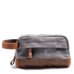 Cool Canvas Leather Mens Clutch Bag Handbag Storage Bag Wash Bag For Men