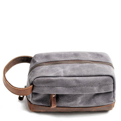 Cool Canvas Leather Mens Clutch Bag Handbag Storage Bag Wash Bag For Men