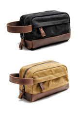 Cool Canvas Leather Mens Clutch Bag Handbag Storage Bag Wash Bag For Men