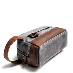 Cool Canvas Leather Mens Clutch Bag Handbag Storage Bag Wash Bag For Men