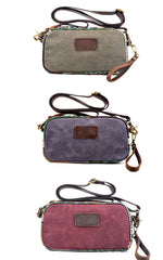 Cool Canvas Mens Green Clutch Bag Mini Side Bag Gray Small Messenger Bag For Men