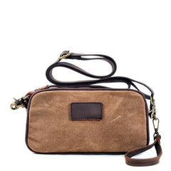 Cool Canvas Mens Green Clutch Bag Mini Side Bag Gray Small Messenger Bag For Men