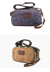 Cool Canvas Mens Green Clutch Bag Mini Side Bag Gray Small Messenger Bag For Men
