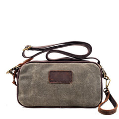 Cool Canvas Mens Green Clutch Bag Mini Side Bag Gray Small Messenger Bag For Men