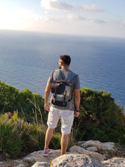 Cool Canvas Leather Mens 15'' College Gray Computer Backpack Travel Backpack for Men
