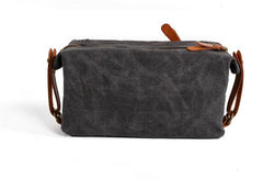 Cool Canvas Leather Mens Large Clutch Bag Handbag Storage Bag Wash Bag For Men