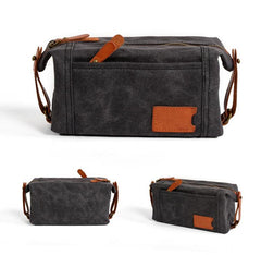 Cool Canvas Leather Mens Large Clutch Bag Handbag Storage Bag Wash Bag For Men
