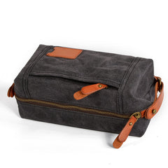 Cool Canvas Leather Mens Large Clutch Bag Handbag Storage Bag Wash Bag For Men