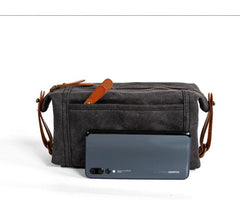Cool Canvas Leather Mens Large Clutch Bag Handbag Storage Bag Wash Bag For Men