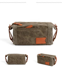 Cool Canvas Leather Mens Large Clutch Bag Handbag Storage Bag Wash Bag For Men