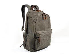 Waxed Canvas Mens Large College 14'' Computer Black Backpack Travel Backpack for Men