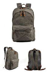Waxed Canvas Mens Large College 14'' Computer Black Backpack Travel Backpack for Men