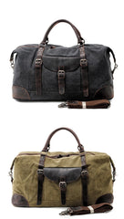 Cool Waxed Canvas Leather Mens Large Travel Weekender Bag Waterproof Duffle bag for Men