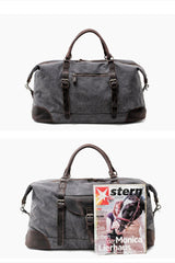 Cool Waxed Canvas Leather Mens Large Travel Weekender Bag Waterproof Duffle bag for Men