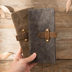 Cool Canvas Leather Mens Long Wallet Long Wallet for Men