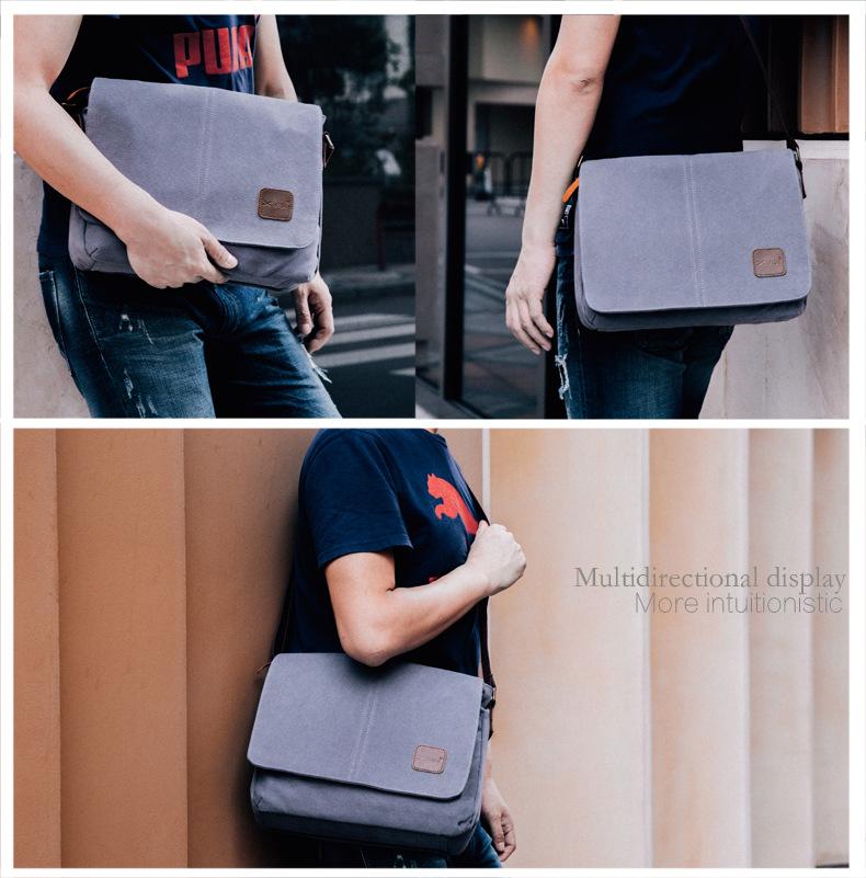 Cool Canvas Mens Side Bag Black Shoulder Bag Gray College Bag Khaki Messenger Bag for Men