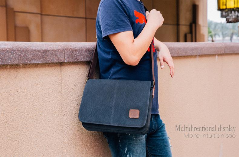 Cool Canvas Mens Side Bag Black Shoulder Bag Gray College Bag Khaki Messenger Bag for Men
