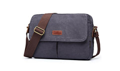 Cool Canvas Leather Mens Small Black Tablet Bag Shoulder Bag Gray Side Bag Messenger Bag for Men