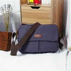 Cool Canvas Leather Mens Small Black Tablet Bag Shoulder Bag Gray Side Bag Messenger Bag for Men
