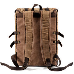 Cool Waxed Canvas Leather Mens Black 15.6‘’ Large Hiking Backpack Green Travel Backpack for Men