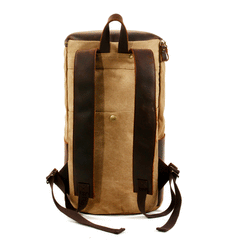 Cool Waxed Canvas Black Leather Mens 15.6‘’ Barrel Green Backpack Travel Backpack Hiking Backpack for Men