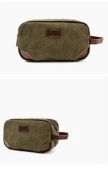 Waxed Canvas Leather Mens Women's Cosmetic Bag Clutch Bag Handbag Storage Bag Wash Bag For Men