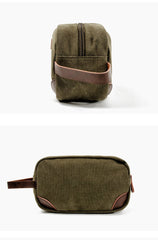 Waxed Canvas Leather Mens Women's Cosmetic Bag Clutch Bag Handbag Storage Bag Wash Bag For Men