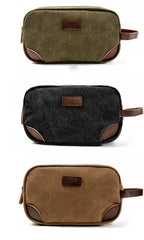 Waxed Canvas Leather Mens Women's Cosmetic Bag Clutch Bag Handbag Storage Bag Wash Bag For Men