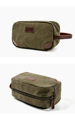 Waxed Canvas Leather Mens Women's Cosmetic Bag Clutch Bag Handbag Storage Bag Wash Bag For Men