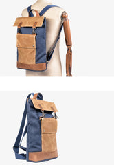 Cool Canvas Leather Mens Womens British 14'' Style College Computer Backpack Travel Backpack for Men