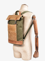 Cool Canvas Leather Mens Womens British 14'' Style College Computer Backpack Travel Backpack for Men
