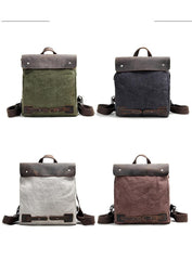 Cool Canvas Leather Mens Womens White Small College Computer Backpack Green Travel Backpack for Men