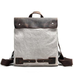 Cool Canvas Leather Mens Womens White Small College Computer Backpack Green Travel Backpack for Men