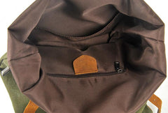 Cool Canvas Leather Mens Large Waterproof Green Backpack Travel Backpack Black Computer Backpack for Men
