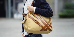 Cool Canvas PU Men's Casual Travel Shoulder Bag Travel Handbag Small Weekender Bag For Men