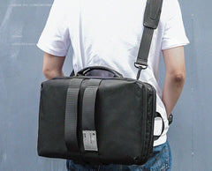 Cool PVC Canvas Men's Blue Messenger Bag Travel Backpack 15.5'' Black Handbag For Men