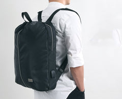 Cool PVC Water Repellent Fabric Men's Black Travel Backpack Large 15.6'' Backpack Laptop Backpack For Men