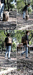 Cool Waxed Canvas Mens Waterproof Green Travel Backpack 15'' Gray Computer Backpack Hiking Backpack for Men