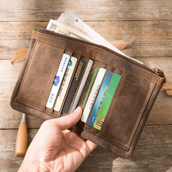Cool Canvas Mens Small Wallets Bifold Vintage billfold Wallet for Men HB01081064