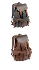 Cool Waxed Canvas Mens Waterproof 15'' Travel Backpack Hiking Backpack for Men