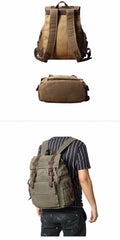 Cool Waxed Canvas Retro Mens Black Large 15‘’ Travel Backpack Computer Backpack Hiking Backpack for Men