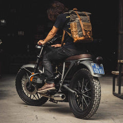 Cool Canvas Leather Mens Green Large Waterproof Travel Backpack Computer Hiking Backpack for Men