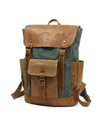 Cool Waxed Canvas Mens Womens Waterproof Large Travel Backpack 15'' Computer Hiking Backpack for Men