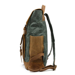 Cool Waxed Canvas Mens Womens Waterproof Large Travel Backpack 15'' Computer Hiking Backpack for Men