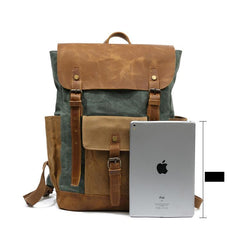 Cool Waxed Canvas Mens Womens Waterproof Large Travel Backpack 15'' Computer Hiking Backpack for Men