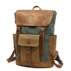 Cool Waxed Canvas Mens Womens Waterproof Large Travel Backpack 15'' Computer Hiking Backpack for Men