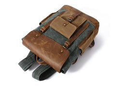 Cool Waxed Canvas Mens Womens Waterproof Large Travel Backpack 15'' Computer Hiking Backpack for Men