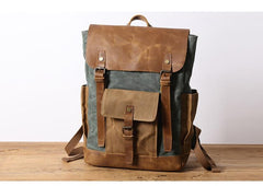 Cool Waxed Canvas Mens Womens Waterproof Large Travel Backpack 15'' Computer Hiking Backpack for Men